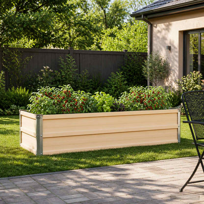 vidaXL Raised Garden Bed Ivory 100 x 40 x 24 cm cold-rolled steel