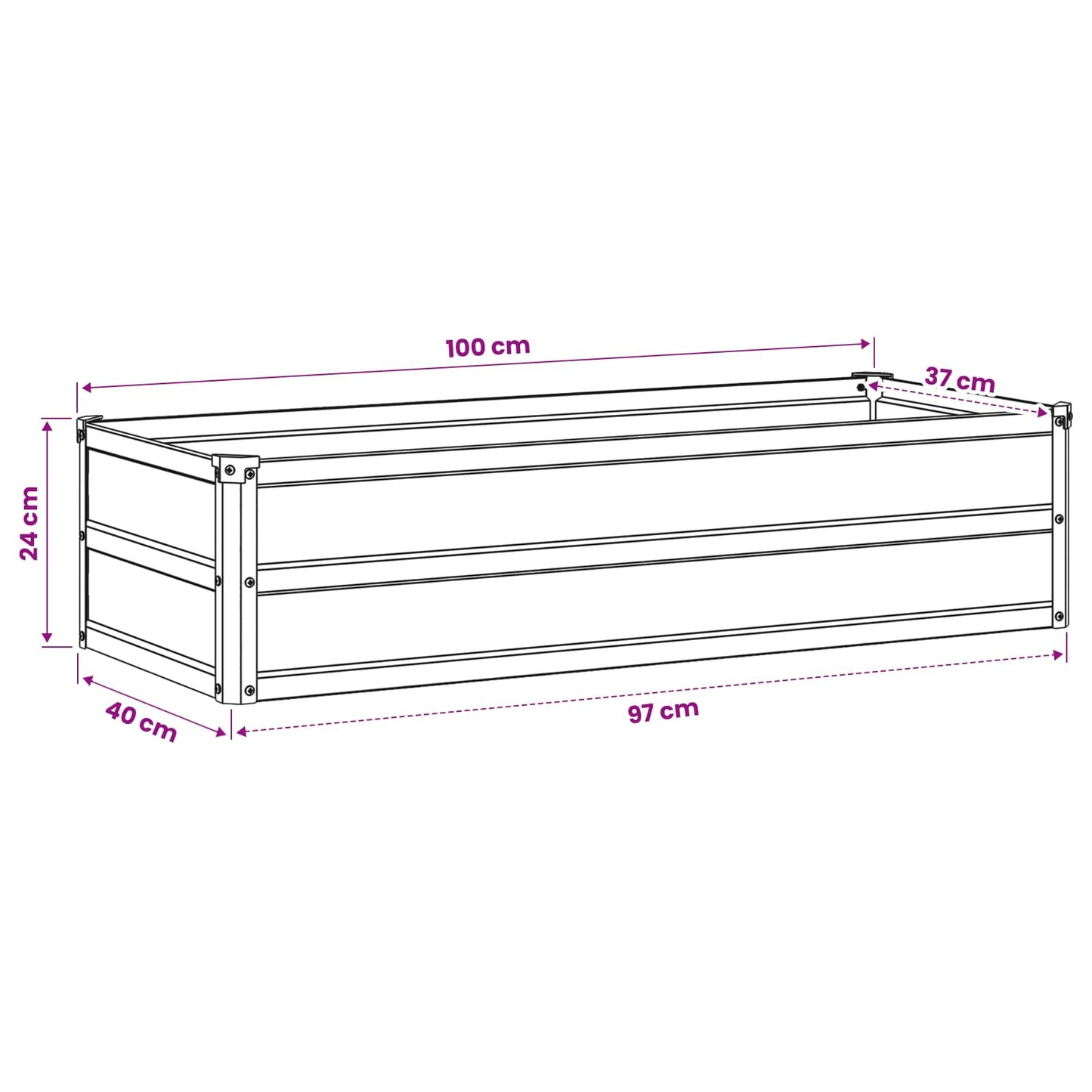 vidaXL Raised Garden Bed Ivory 100 x 40 x 24 cm cold-rolled steel