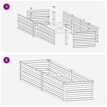 vidaXL Raised Garden Bed Wood Brown 160 x 40 x 24 cm cold-rolled steel