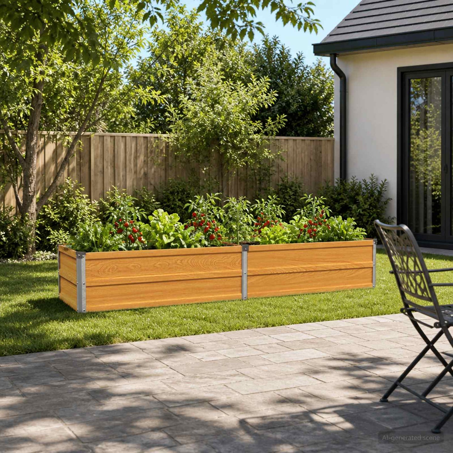 vidaXL Raised Garden Bed Natural 160 x 40 x 24 cm cold-rolled steel