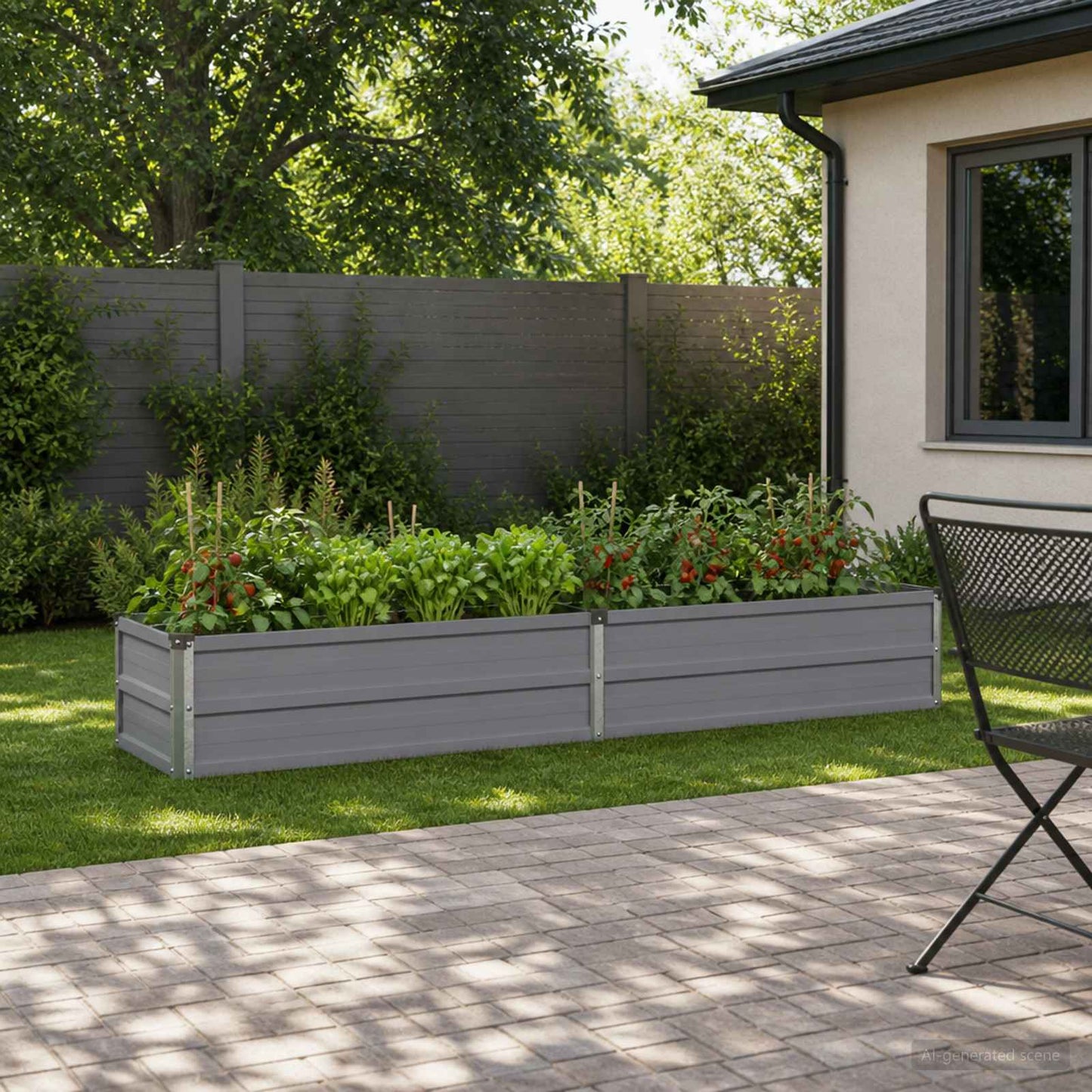 vidaXL Raised Garden Bed Grey 160 x 40 x 24 cm cold-rolled steel