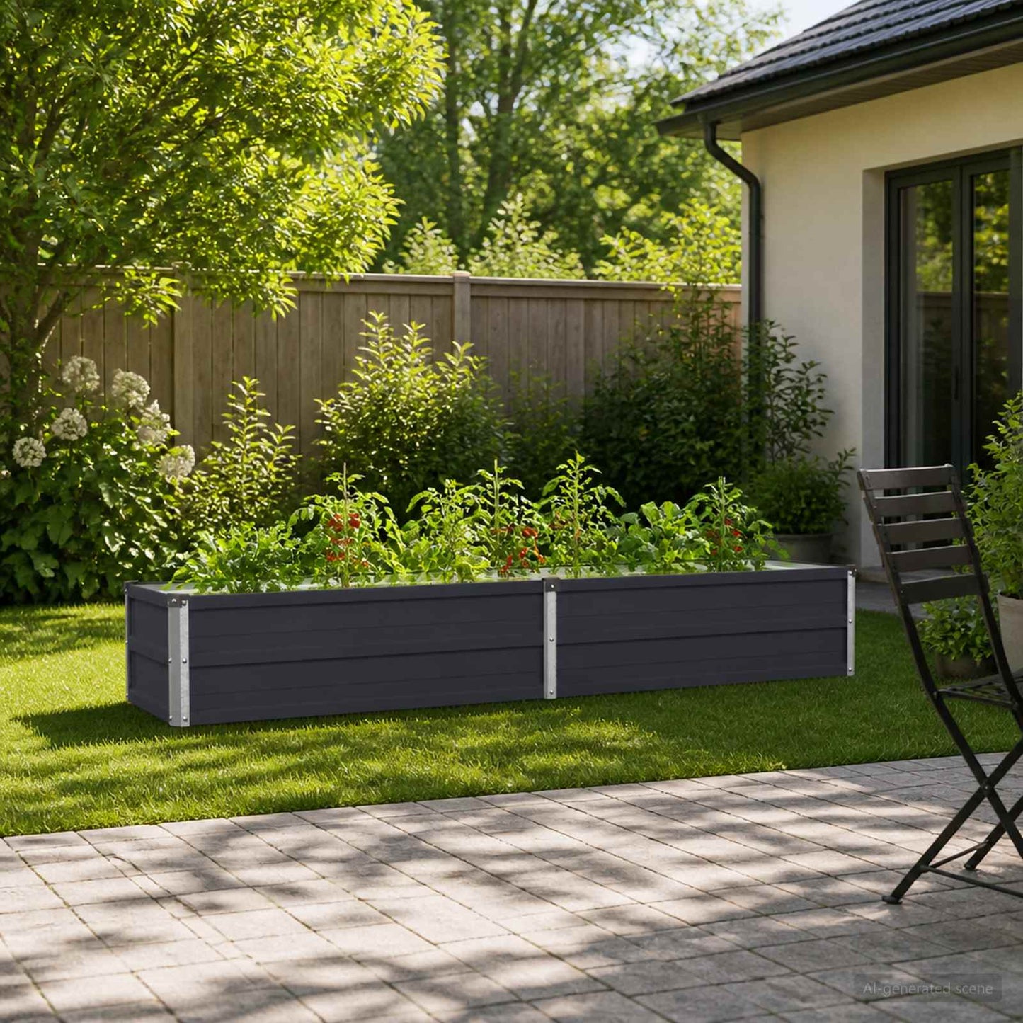 vidaXL Raised Garden Bed Anthracite 160 x 40 x 24 cm cold-rolled steel