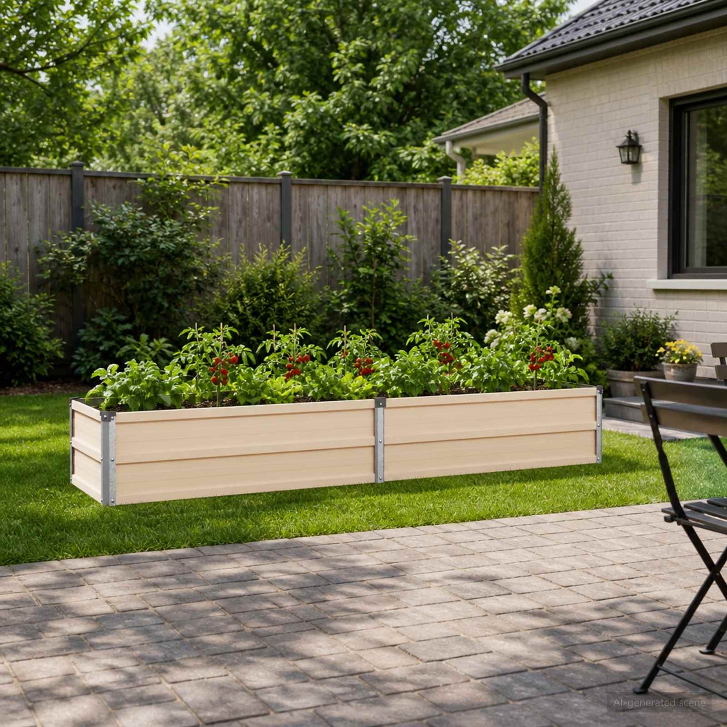 vidaXL Raised Garden Bed Ivory 160 x 40 x 24 cm cold-rolled steel
