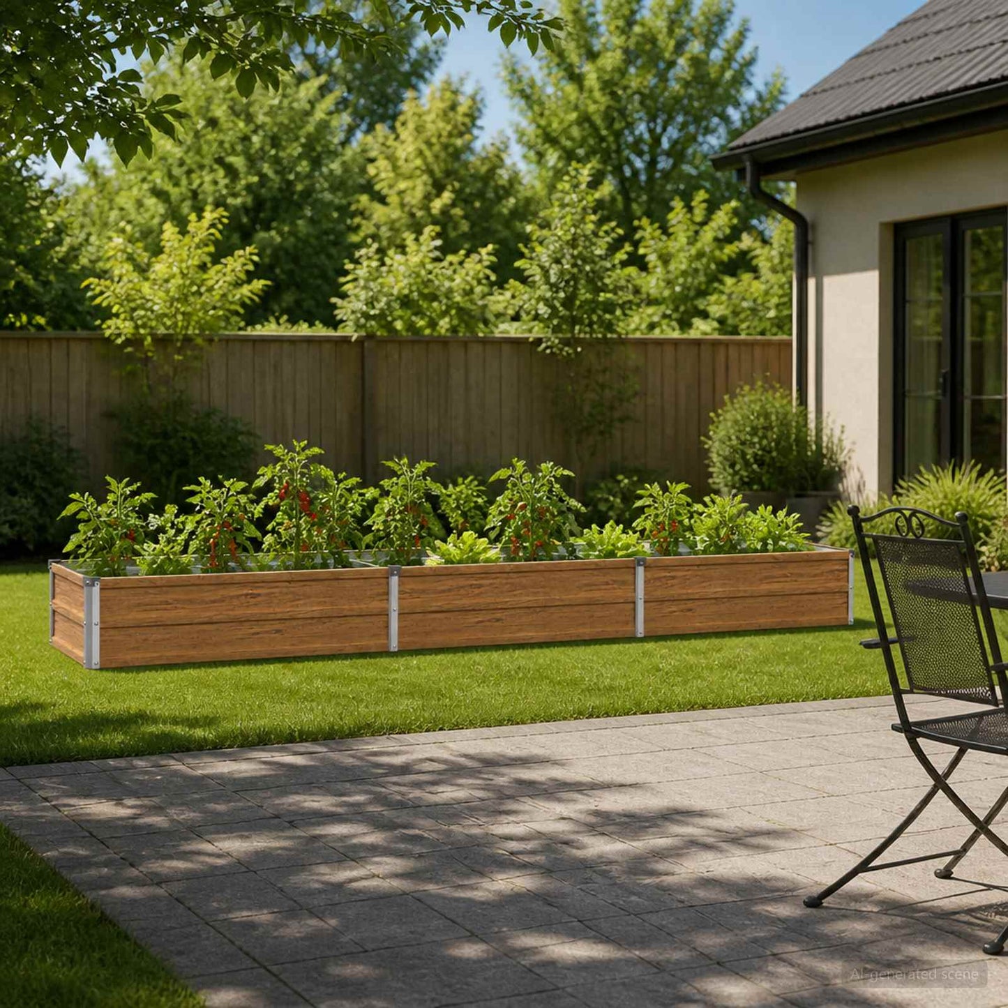 vidaXL Raised Garden Bed Wood Brown 240 x 40 x 24 cm cold-rolled steel