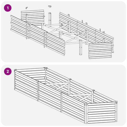 vidaXL Raised Garden Bed Natural 240 x 40 x 24 cm cold-rolled steel