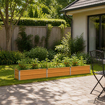 vidaXL Raised Garden Bed Natural 240 x 40 x 24 cm cold-rolled steel