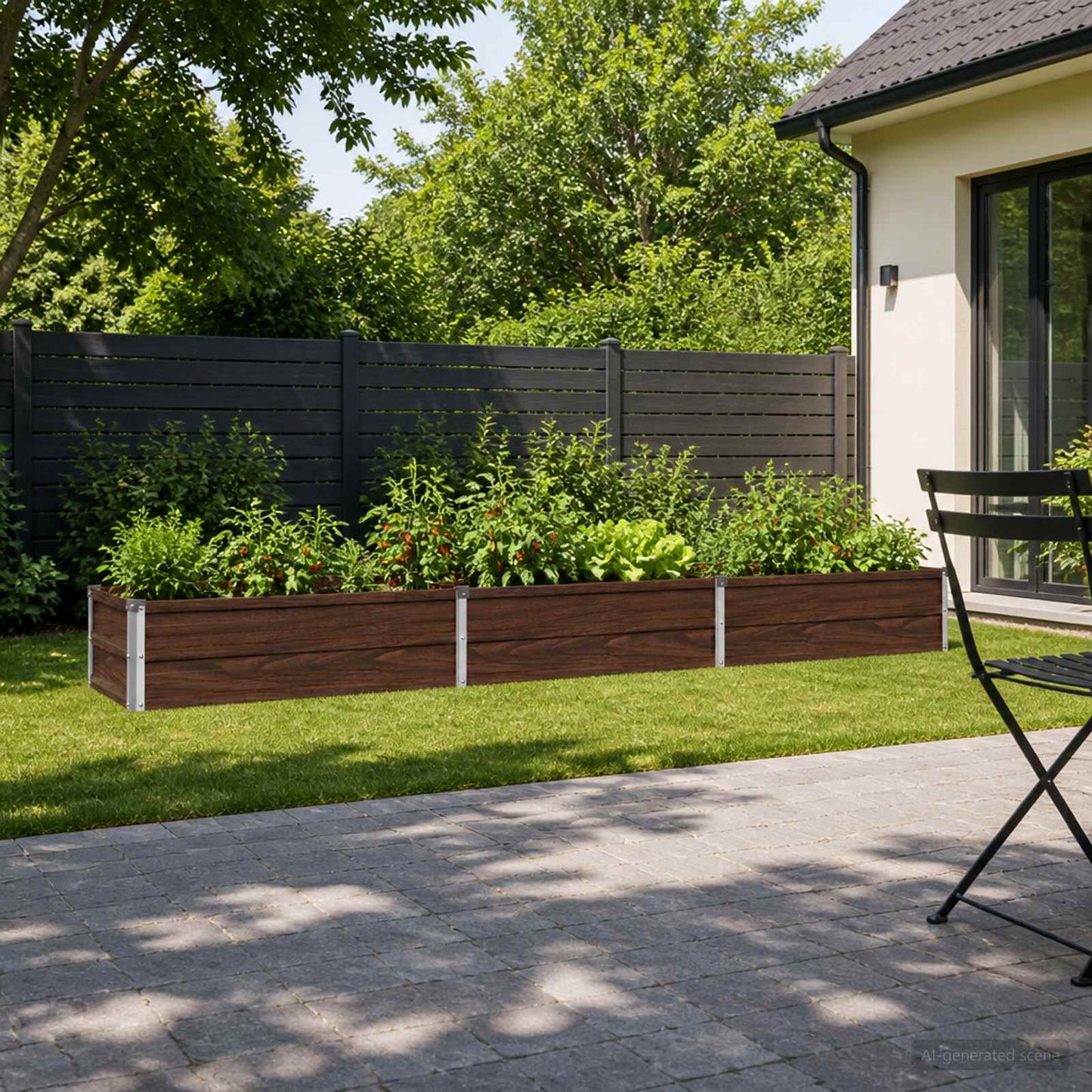 vidaXL Raised Garden Bed Black 240 x 40 x 24 cm cold-rolled steel