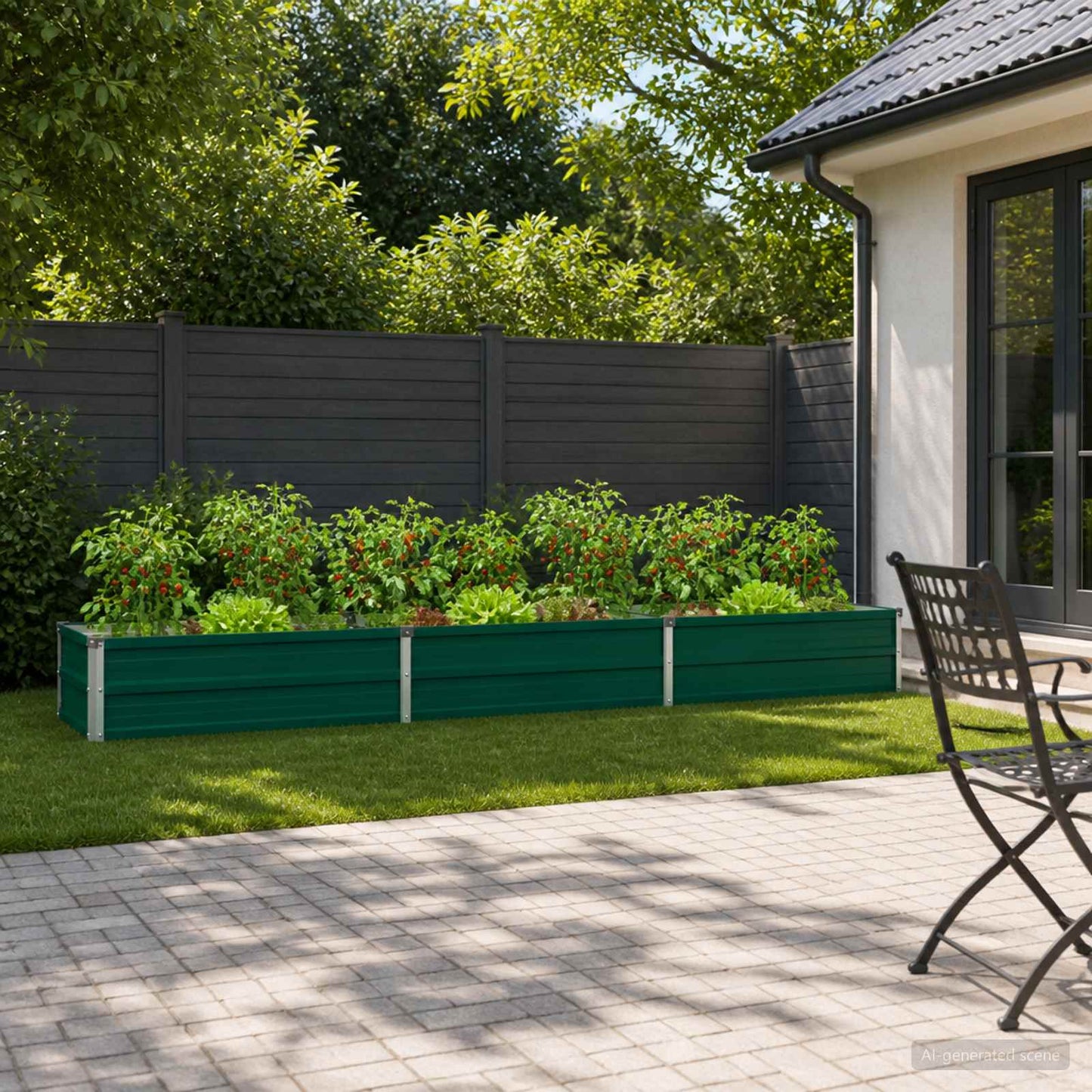 vidaXL Raised Garden Bed Green 240 x 40 x 24 cm cold-rolled steeel