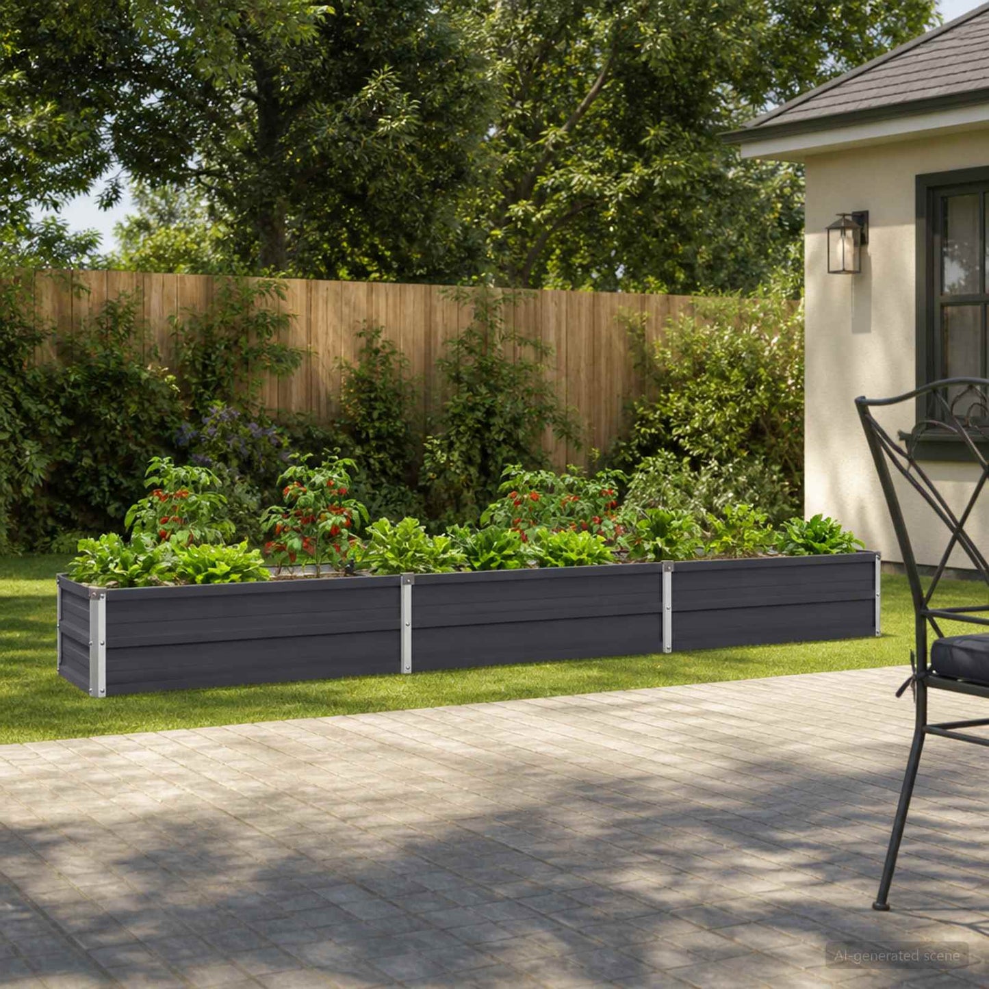 vidaXL Raised Garden Bed Anthracite 240 x 40 x 24 cm cold-rolled steel