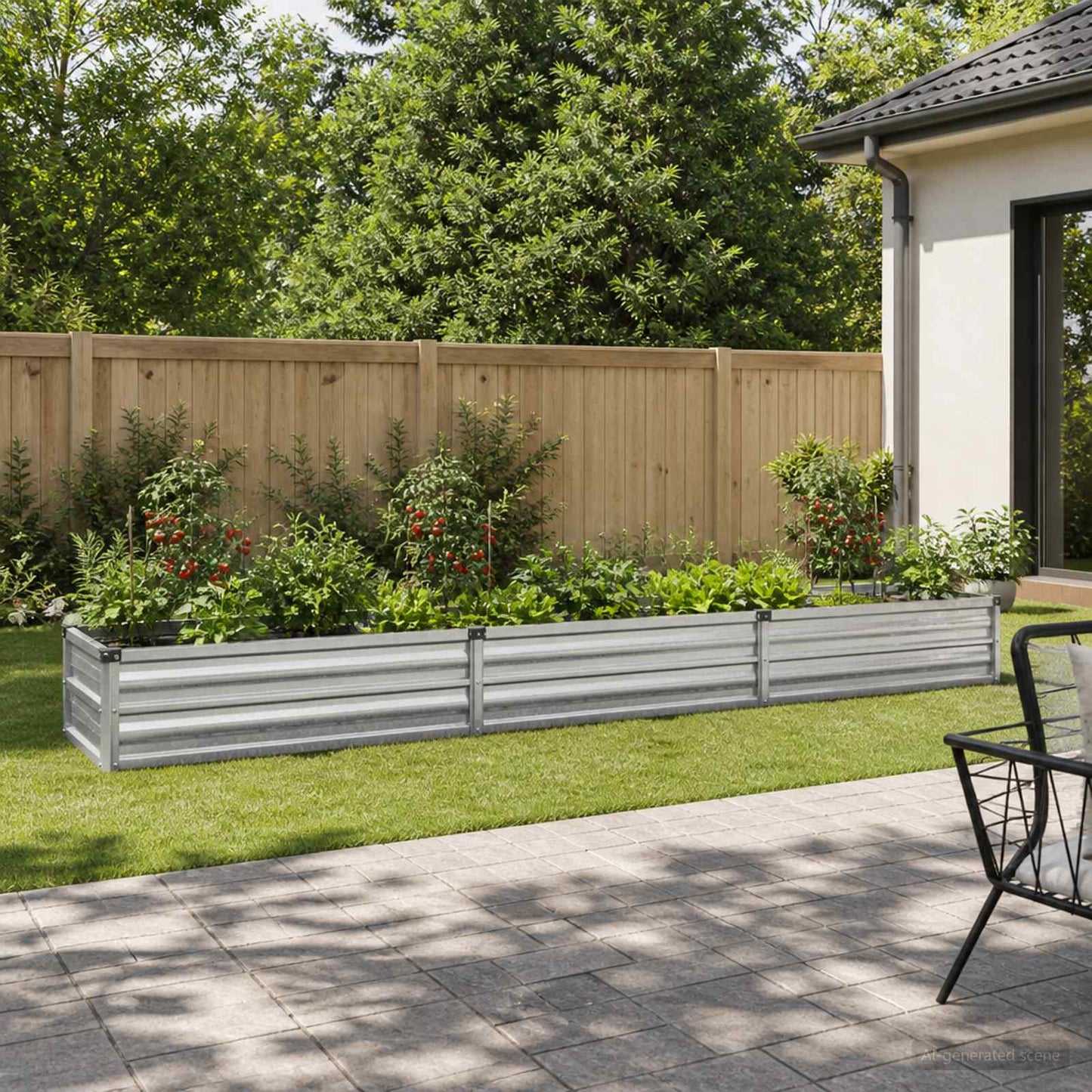 vidaXL Raised Garden Bed Silver 240 x 40 x 24 cm galvanized