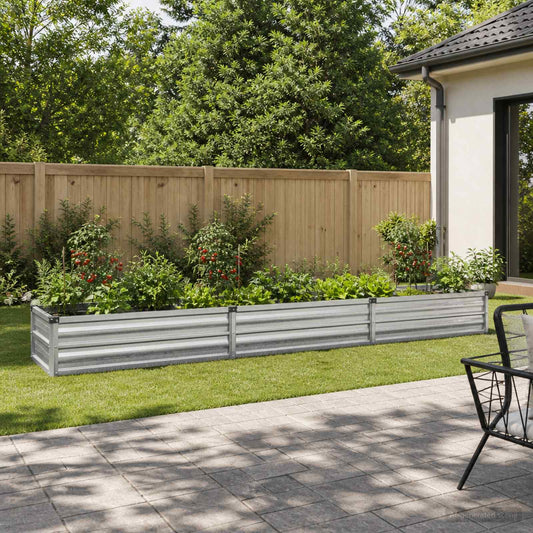 vidaXL Raised Garden Bed Silver 240 x 40 x 24 cm galvanized