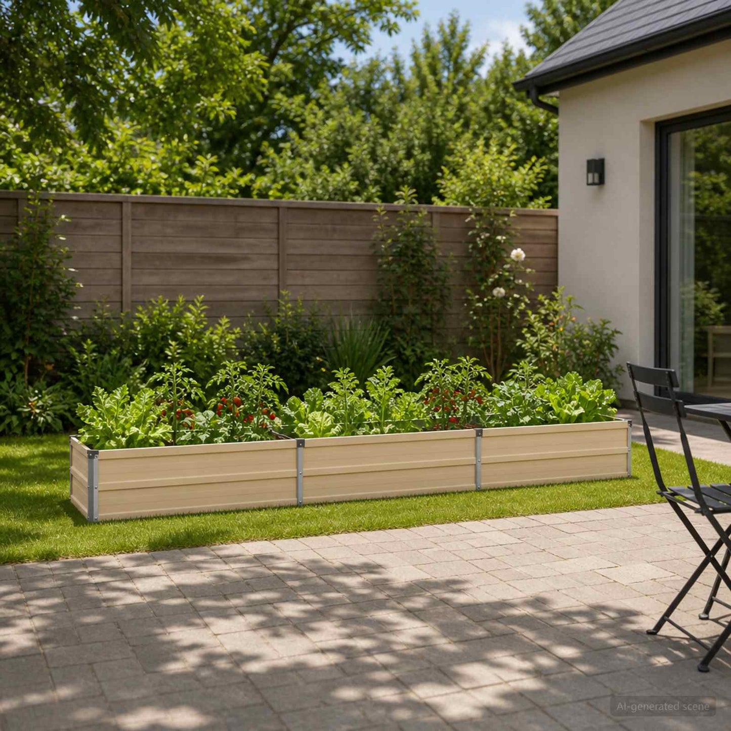 vidaXL Raised Garden Bed Ivory 240 x 40 x 24 cm cold-rolled steel