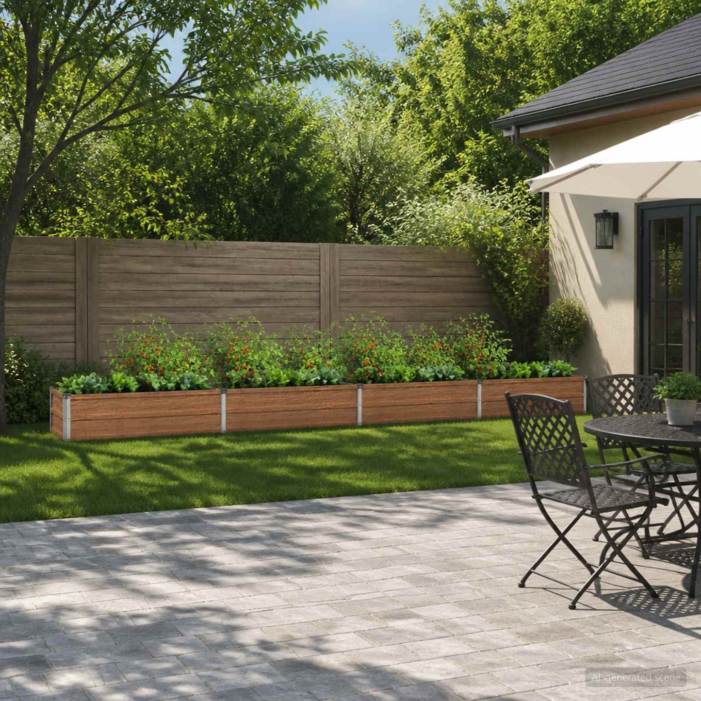 vidaXL Raised Garden Bed Wood Brown 320 x 40 x 24 cm cold-rolled steel