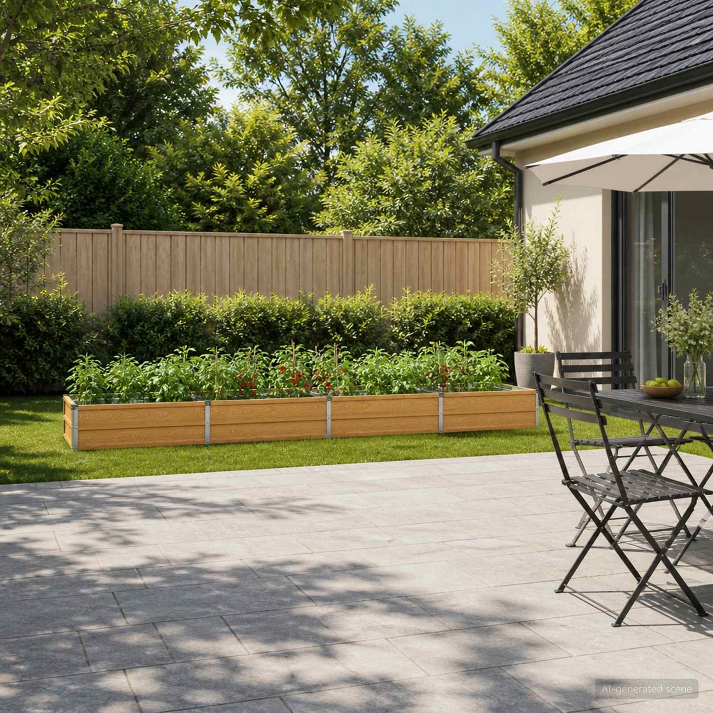 vidaXL Raised Garden Bed Natural 320 x 40 x 24 cm cold-rolled steel
