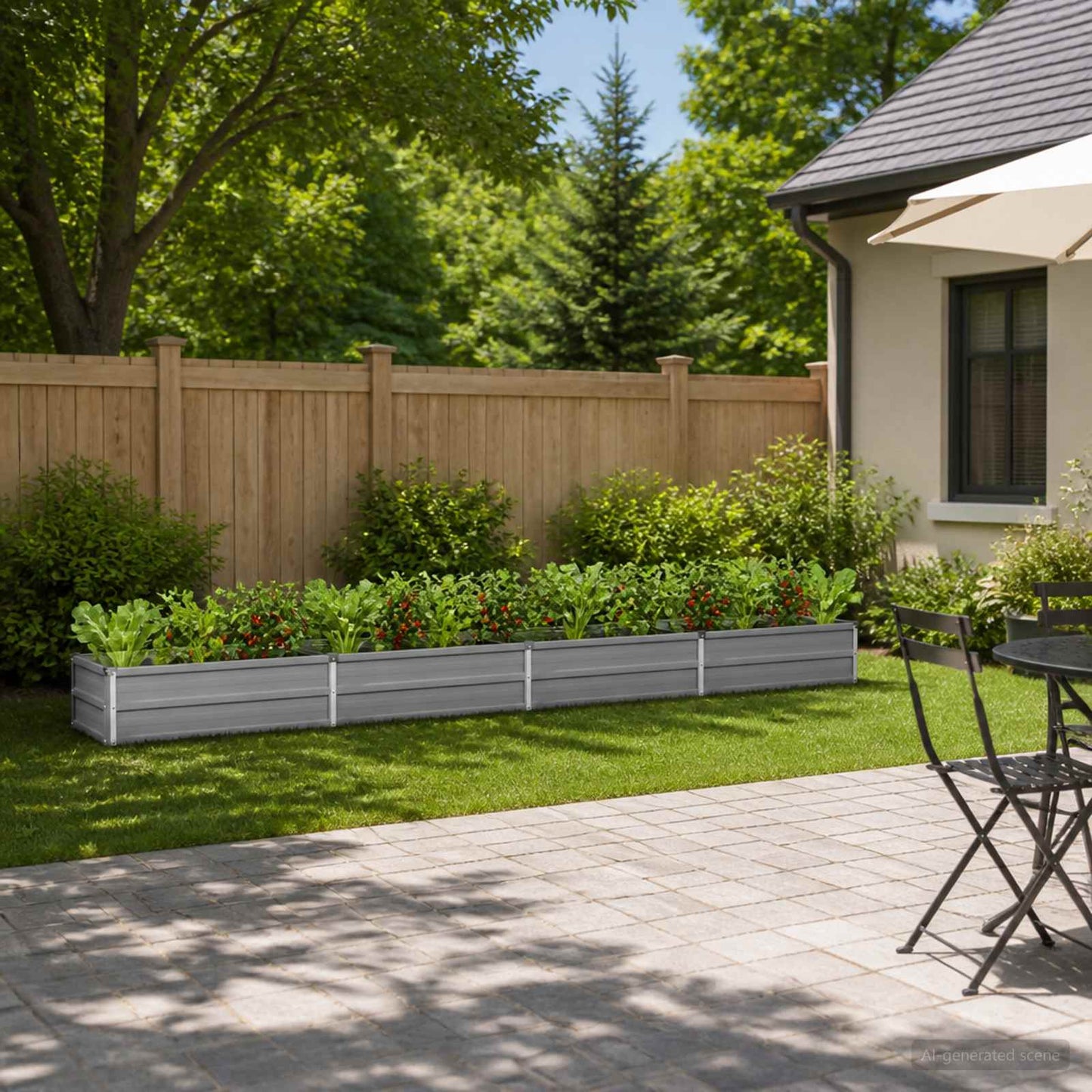vidaXL Raised Garden Bed Grey 320 x 40 x 24 cm cold-rolled steel