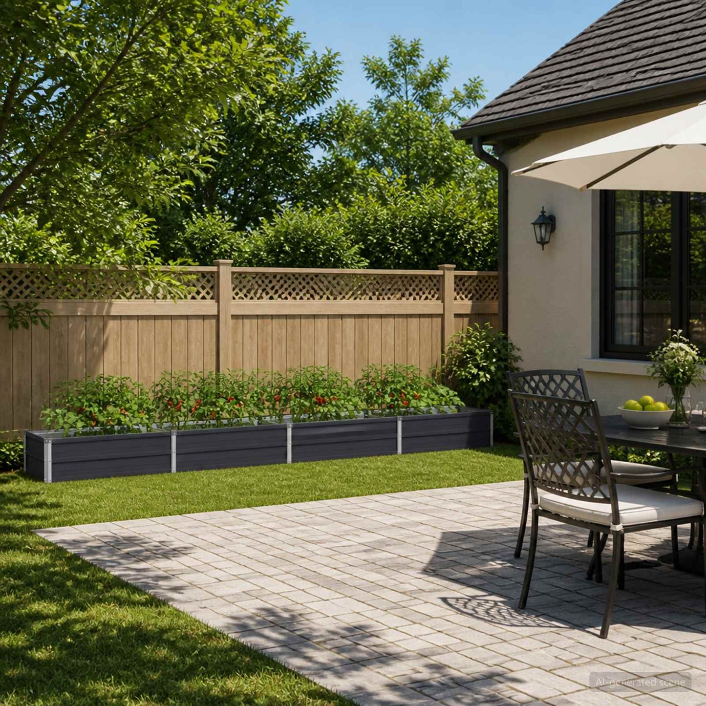 vidaXL Raised Garden Bed Anthracite 320 x 40 x 24 cm cold-rolled steel