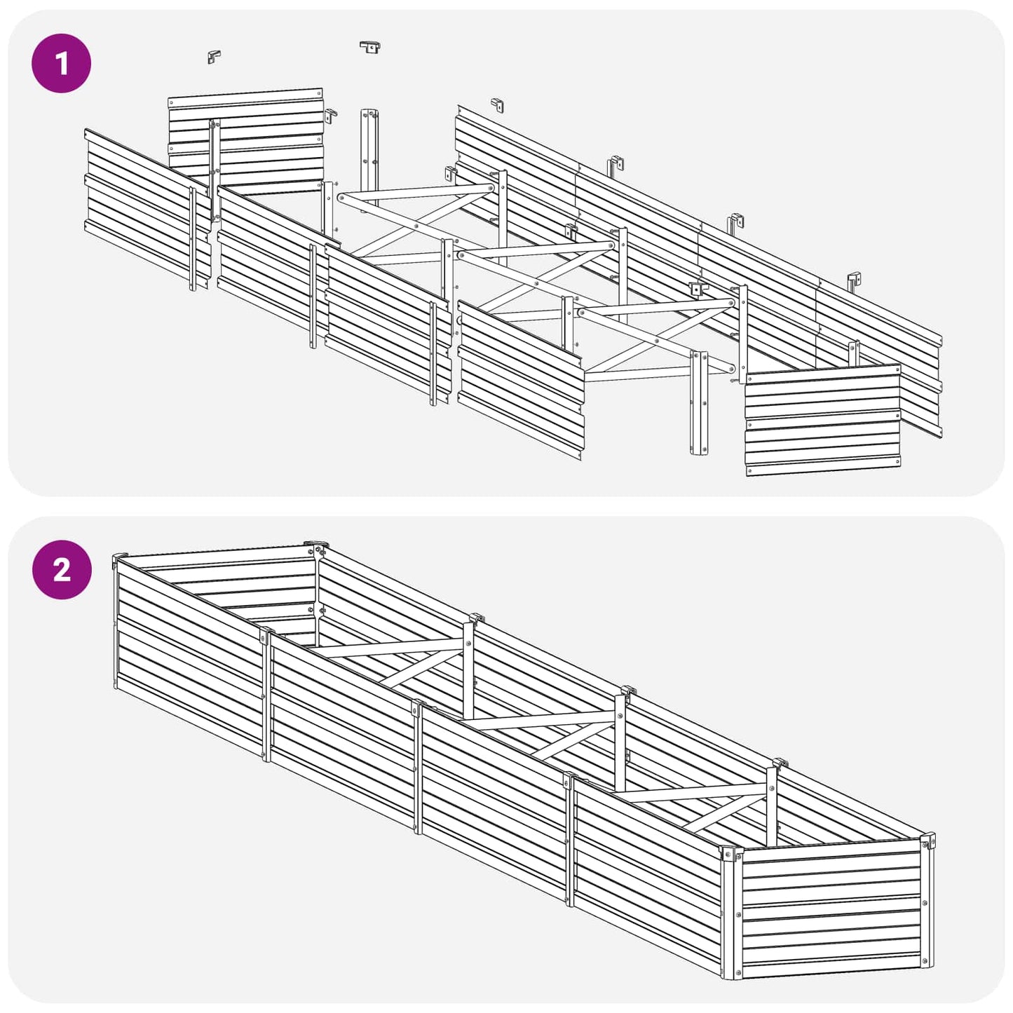 vidaXL Raised Garden Bed Silver 320 x 40 x 24 cm galvanized