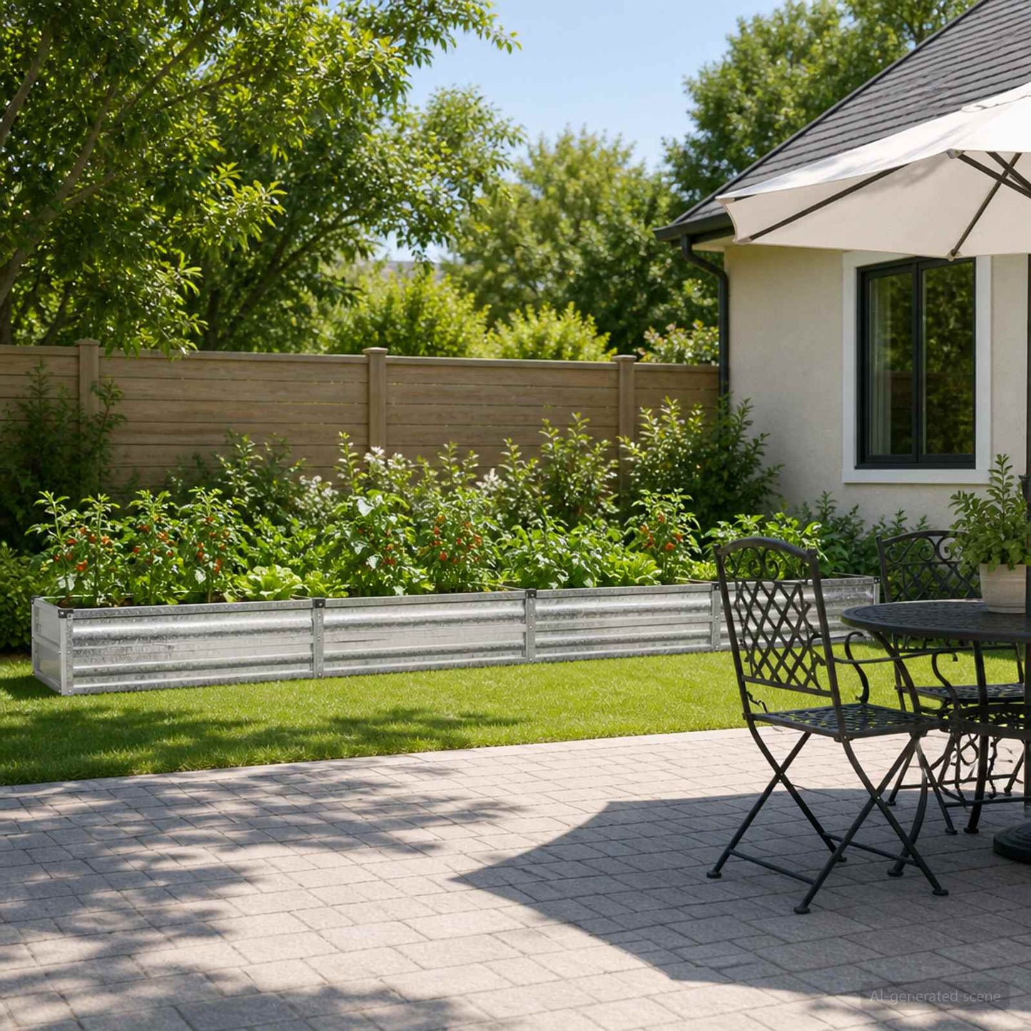vidaXL Raised Garden Bed Silver 320 x 40 x 24 cm galvanized