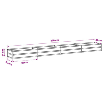 vidaXL Raised Garden Bed Silver 320 x 40 x 24 cm galvanized
