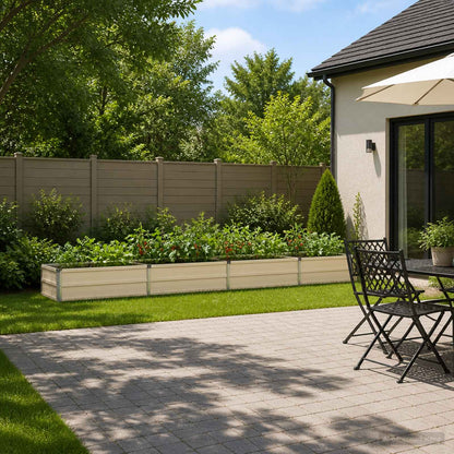 vidaXL Raised Garden Bed Ivory 320 x 40 x 24 cm cold-rolled steel