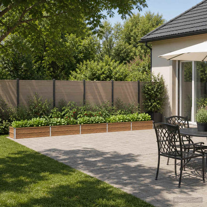 vidaXL Raised Garden Bed Wood Brown 400 x 40 x 24 cm cold-rolled steel