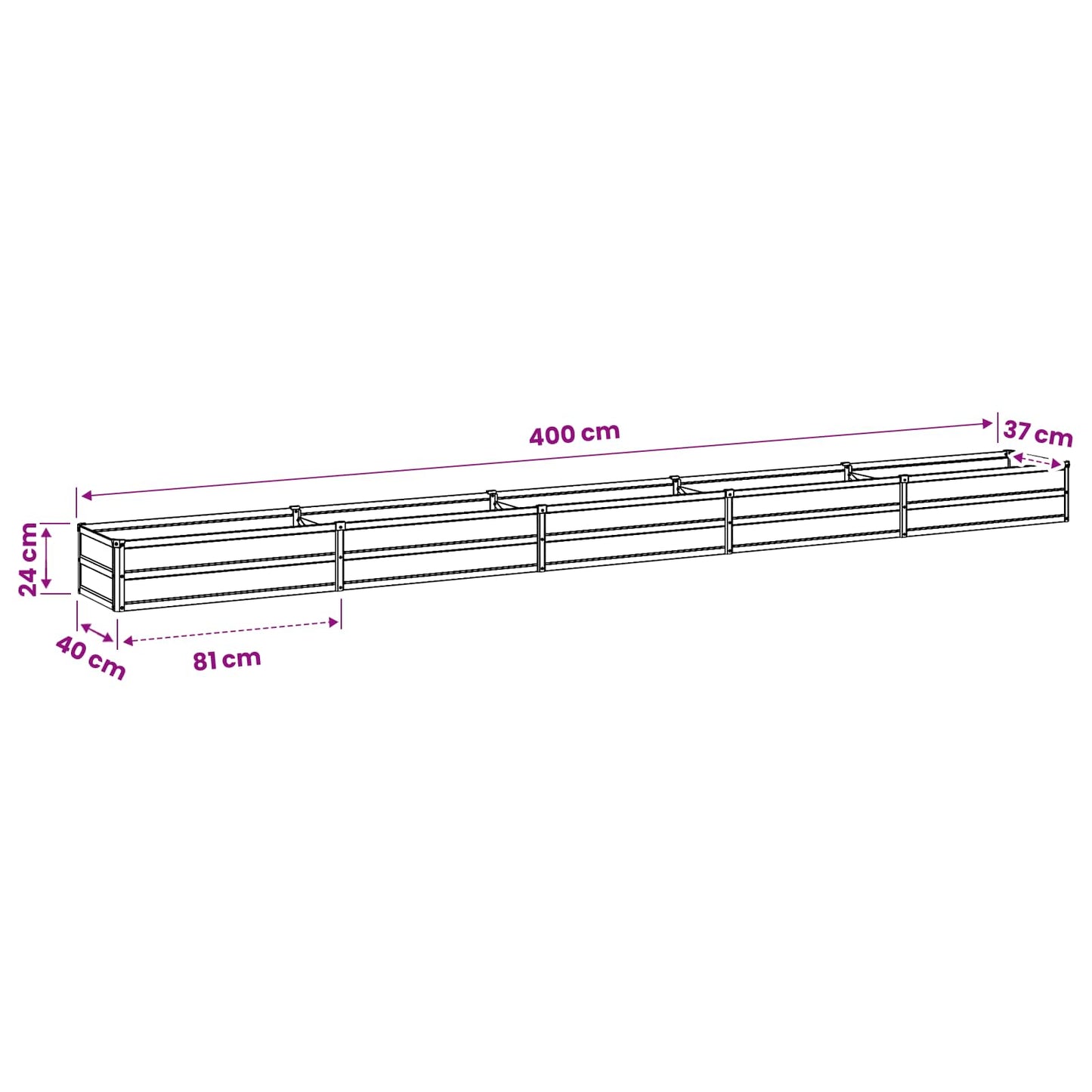vidaXL Raised Garden Bed Green 400 x 40 x 24 cm cold-rolled steeel