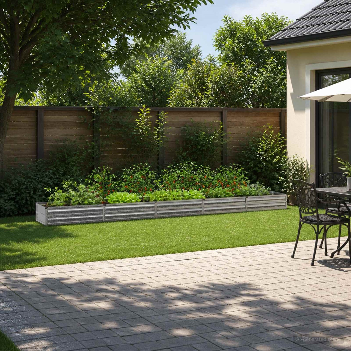 vidaXL Raised Garden Bed Silver 400 x 40 x 24 cm galvanized