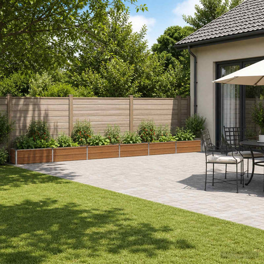 vidaXL Raised Garden Bed Wood Brown 600 x 40 x 24 cm cold-rolled steel
