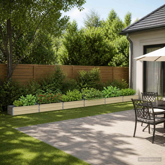 vidaXL Raised Garden Bed Ivory 600 x 40 x 24 cm cold-rolled steel
