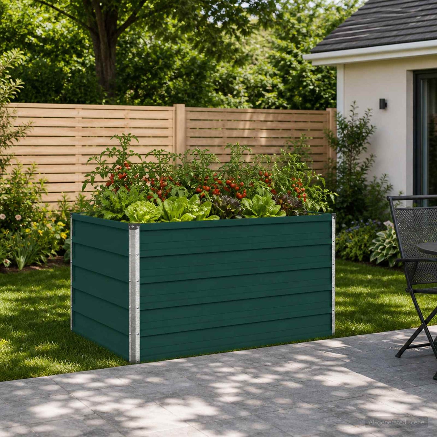 vidaXL Raised Garden Bed Green 100 x 80 x 55 cm cold-rolled steeel