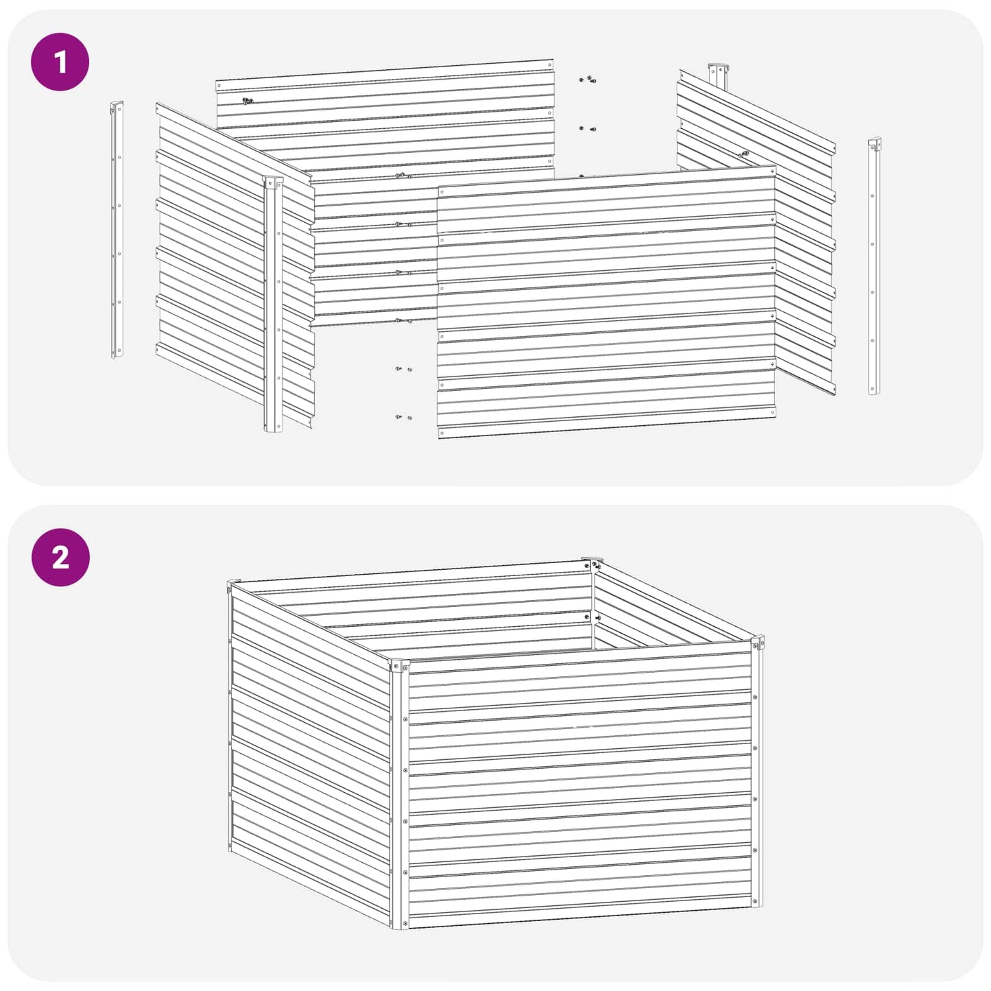 vidaXL Raised Garden Bed Grey 100 x 80 x 55 cm cold-rolled steel