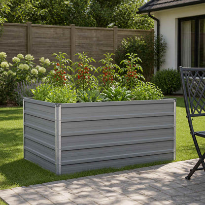 vidaXL Raised Garden Bed Grey 100 x 80 x 55 cm cold-rolled steel