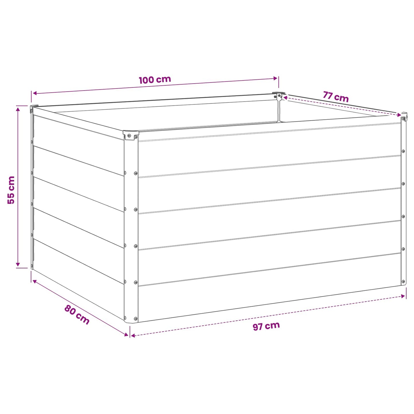 vidaXL Raised Garden Bed Brown 100 x 80 x 55 cm cold-rolled steel
