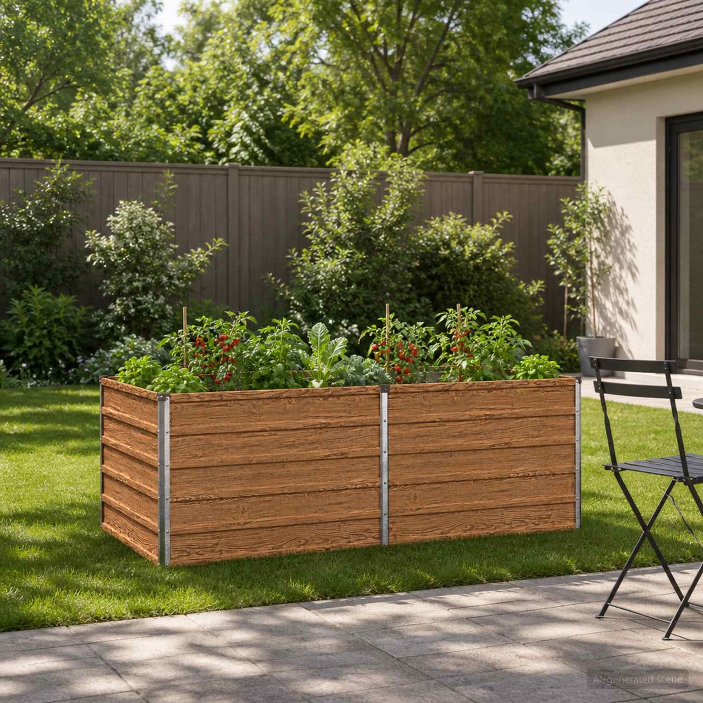 vidaXL Raised Garden Bed Wood Brown 160 x 80 x 55 cm cold-rolled steel