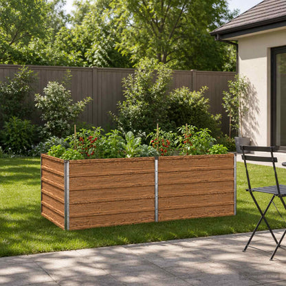 vidaXL Raised Garden Bed Wood Brown 160 x 80 x 55 cm cold-rolled steel