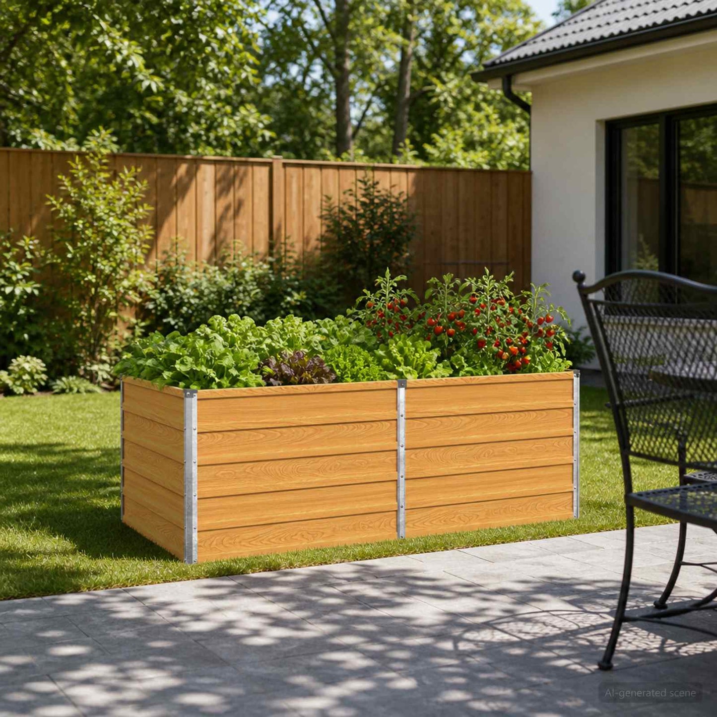 vidaXL Raised Garden Bed Natural 160 x 80 x 55 cm cold-rolled steel