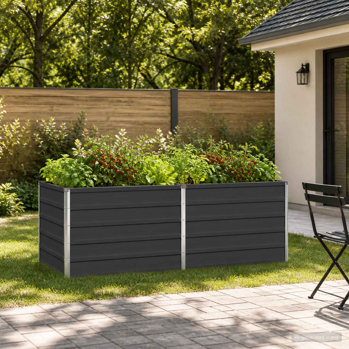 vidaXL Raised Garden Bed Anthracite 160 x 80 x 55 cm cold-rolled steel