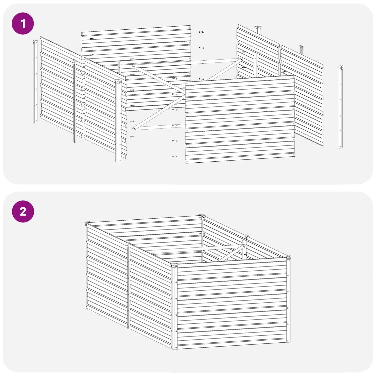 vidaXL Raised Garden Bed Ivory 160 x 80 x 55 cm cold-rolled steel