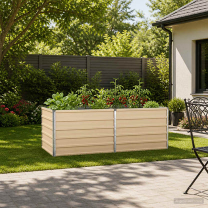 vidaXL Raised Garden Bed Ivory 160 x 80 x 55 cm cold-rolled steel