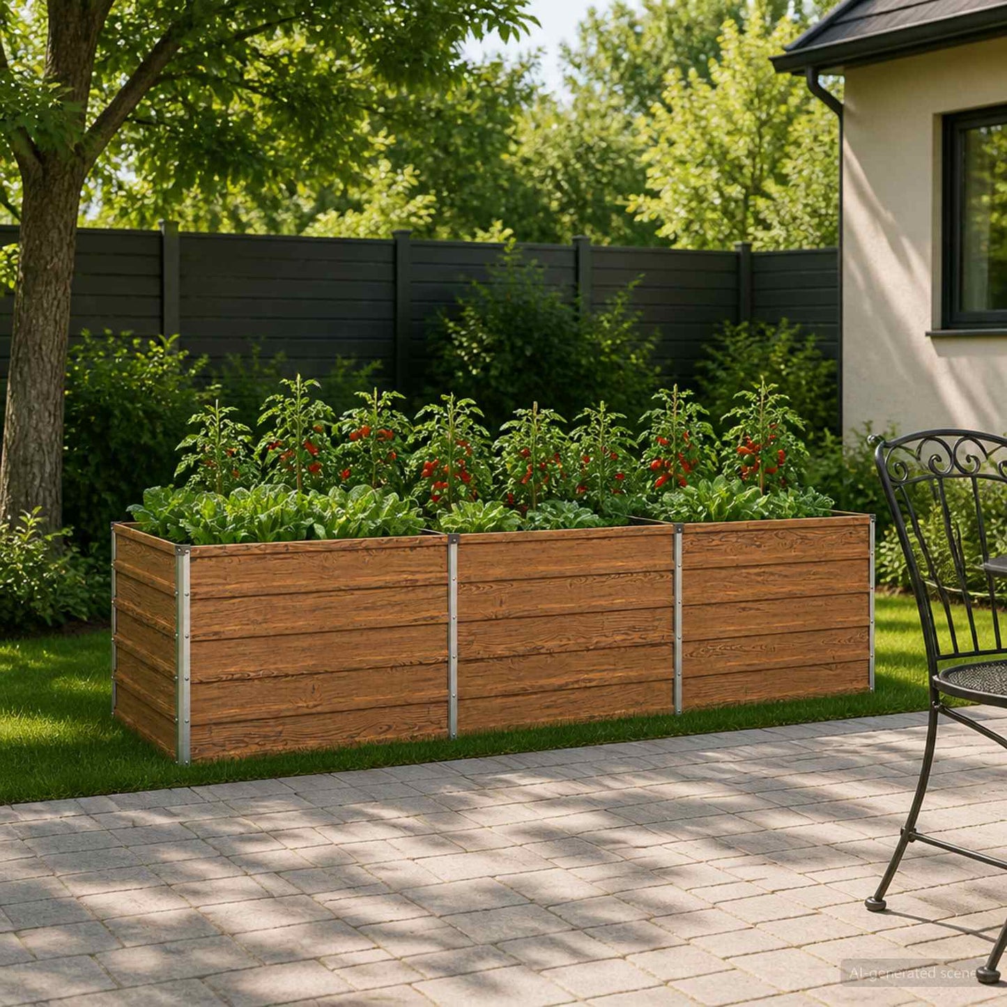 vidaXL Raised Garden Bed Wood Brown 240 x 80 x 55 cm cold-rolled steel