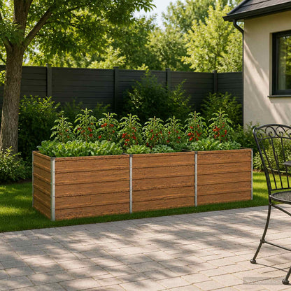 vidaXL Raised Garden Bed Wood Brown 240 x 80 x 55 cm cold-rolled steel