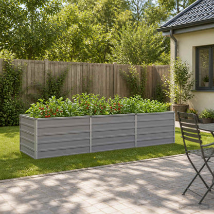 vidaXL Raised Garden Bed Grey 240 x 80 x 55 cm cold-rolled steel