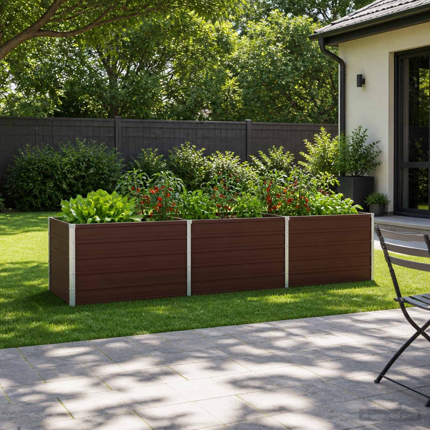 vidaXL Raised Garden Bed Brown 240 x 80 x 55 cm cold-rolled steel