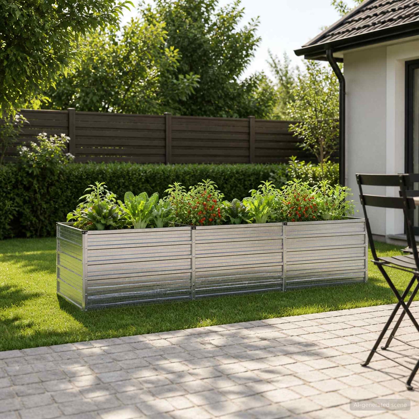 vidaXL Raised Garden Bed Silver 240 x 80 x 55 cm galvanized