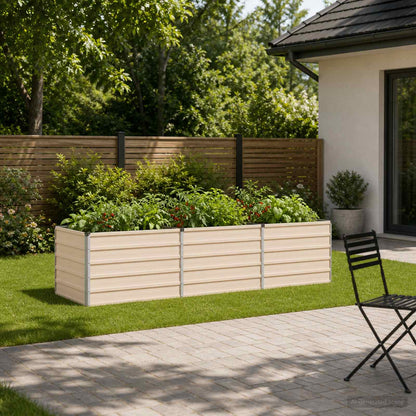 vidaXL Raised Garden Bed Ivory 240 x 80 x 55 cm cold-rolled steel