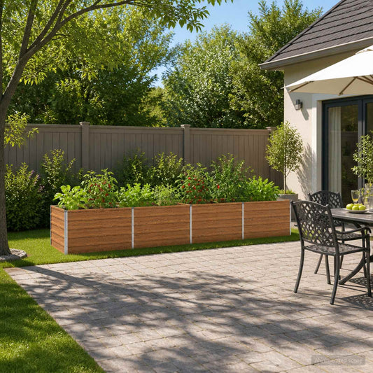 vidaXL Raised Garden Bed Wood Brown 320 x 80 x 55 cm cold-rolled steel