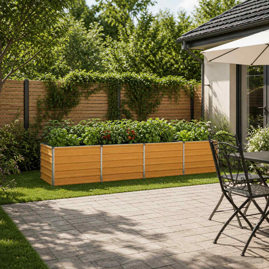 vidaXL Raised Garden Bed Natural 320 x 80 x 55 cm cold-rolled steel