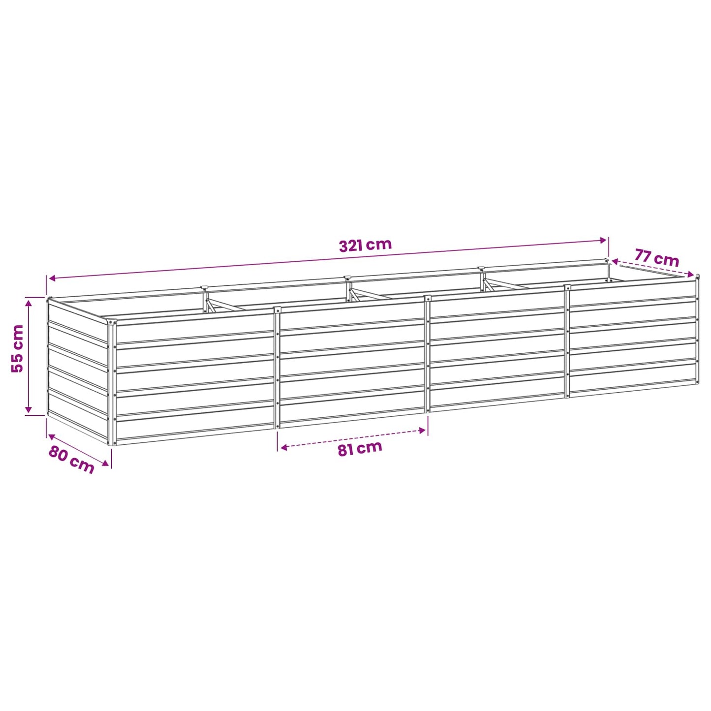 vidaXL Raised Garden Bed Green 320 x 80 x 55 cm cold-rolled steeel