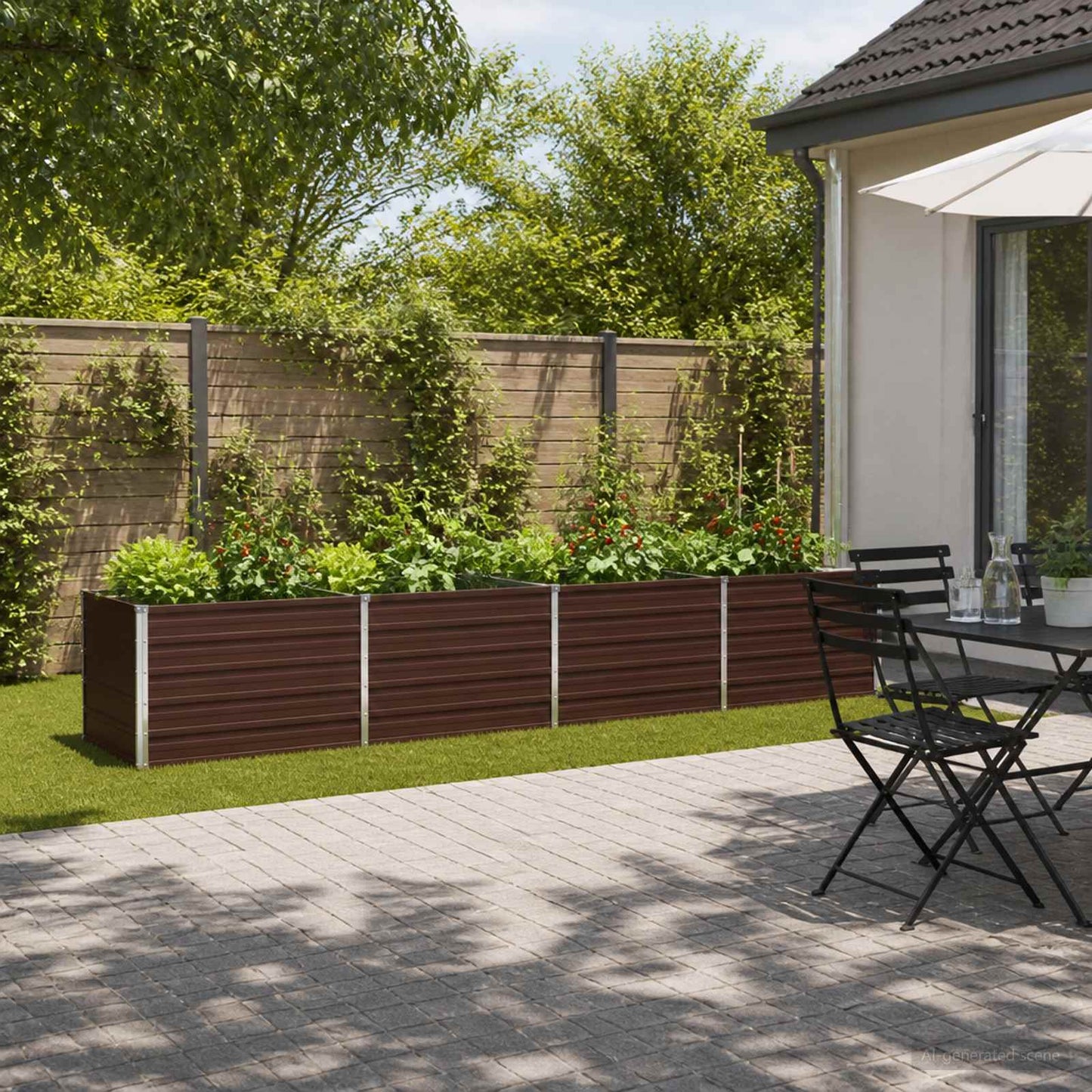 vidaXL Raised Garden Bed Brown 320 x 80 x 55 cm cold-rolled steel