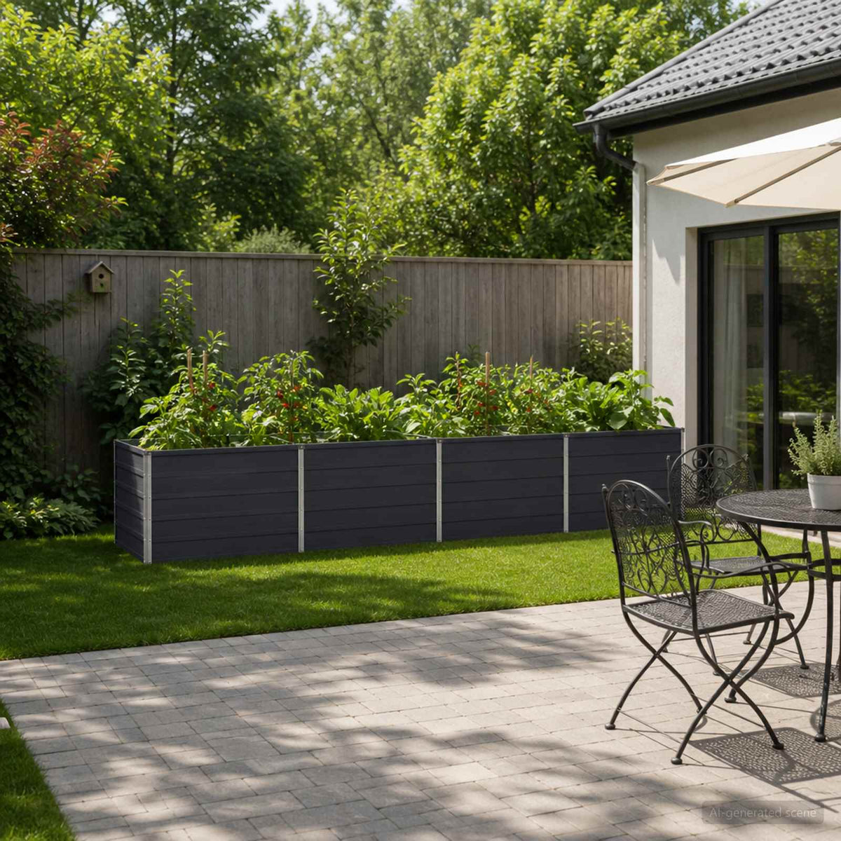 vidaXL Raised Garden Bed Anthracite 321 x 80 x 55 cm Galvanised Steel